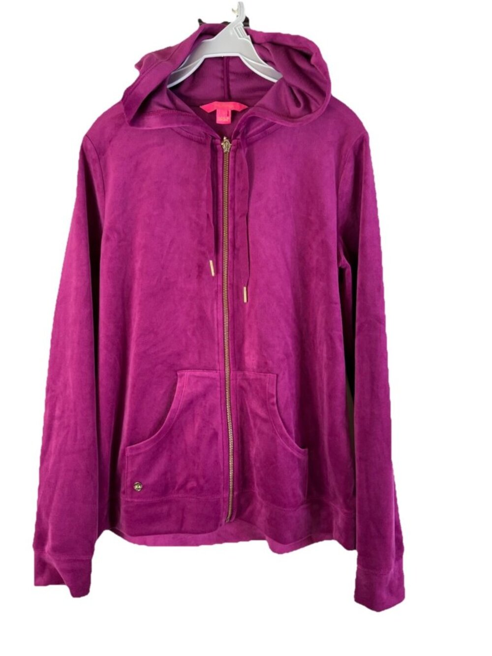 Lilly Pulitzer Larina Velour Zip Up Hoodie Hooded Sweatshirt Purple - Picture 1 of 11